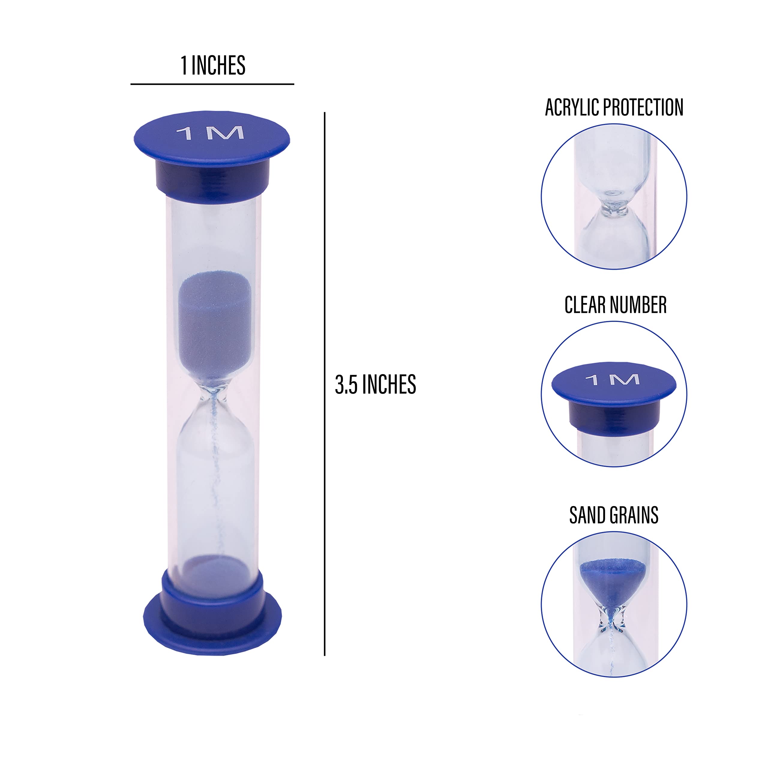 Teacherfav Sand Timer For Kids Set Of 8 Small Colorful Hourglass Acrylic Covered Clock 30Sec 1Min 2Min 3Min 4Min 5Min 6 Min 10 M